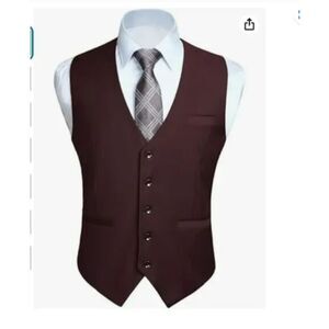 315 Hisdern Men’s Formal 5-Button Vest – V-Neck Slim Fit Dress Waistcoat